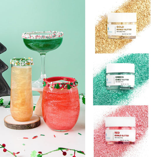 Sweets Indeed Edible Glitter, Perfect for Drinks, Cocktails, Beverages & Cake Decorating, Dessert Cake Topper, 4 grams, 3 Pack (Christmas) (Christmas) (Christmas)