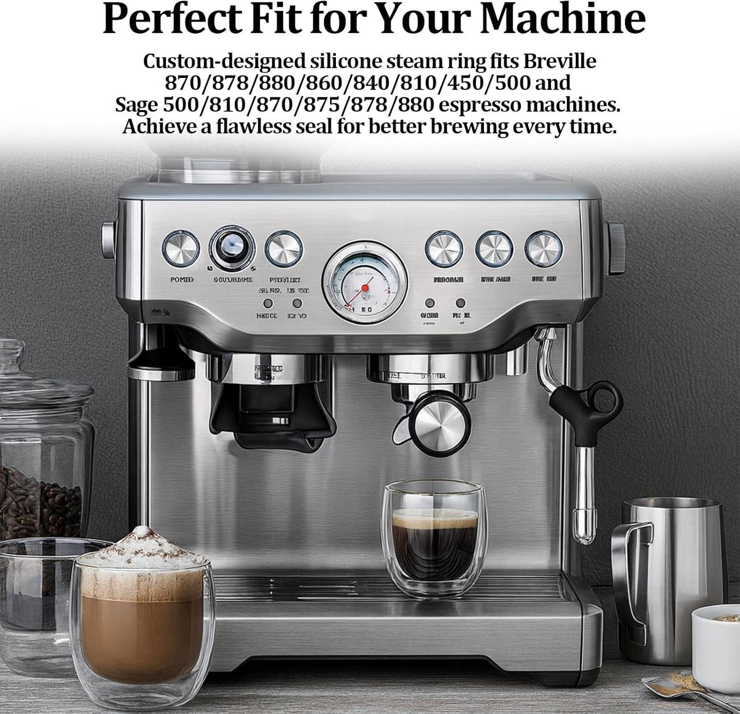 Silicone Steam Ring for Breville Espresso Machines 54mm, Compatible with Multiple Models Leak-Proof Gasket, Replaceable, Good Seal, Better Extraction (1 Pack