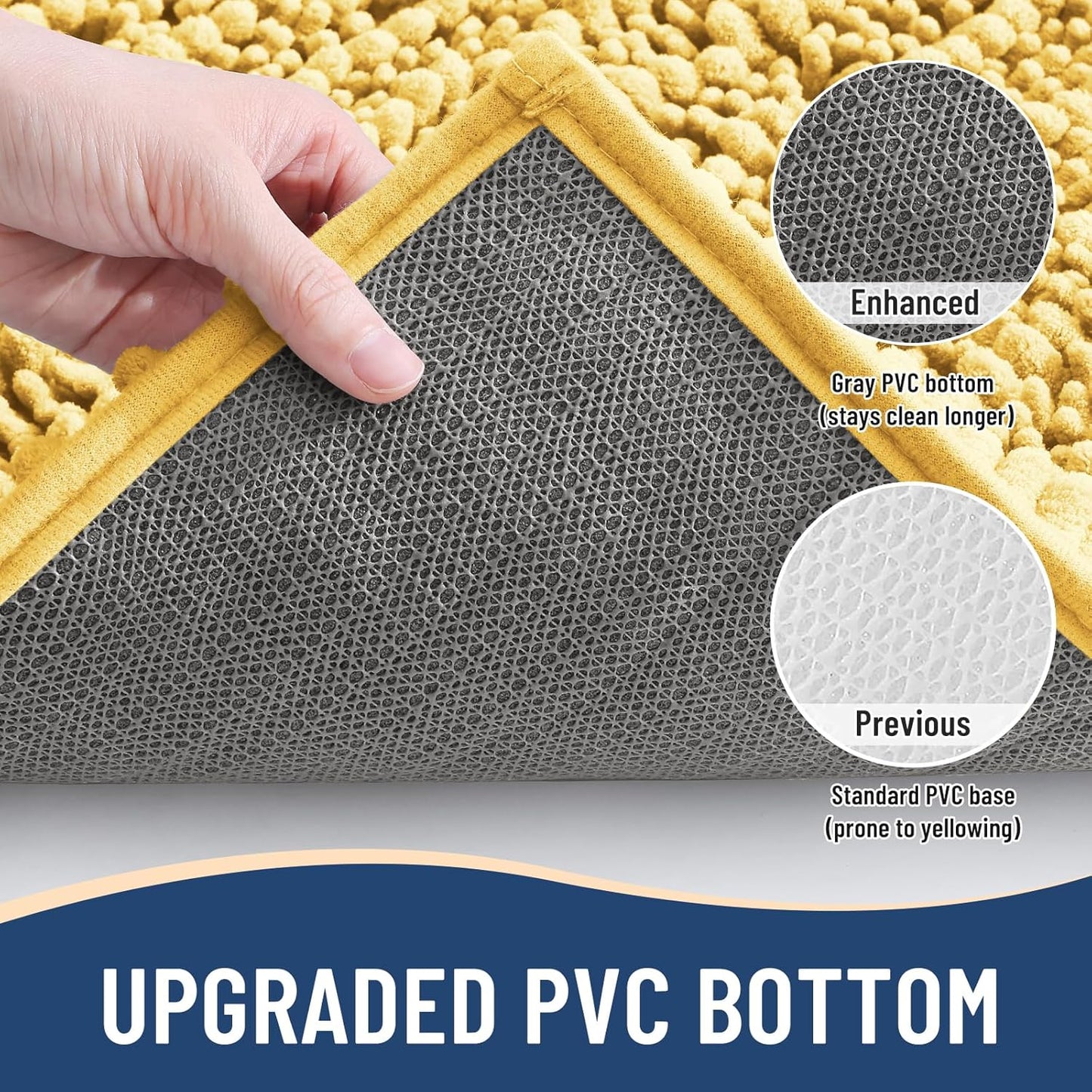 Arotive Luxury Chenille Bathroom Rug Mat, Extra Soft Thick Absorbent Shaggy Bath Rugs, Non-Slip Machine Wash Dry, Plush Bath Mats for Bathroom, Shower and Tub, 40x32, Yellow