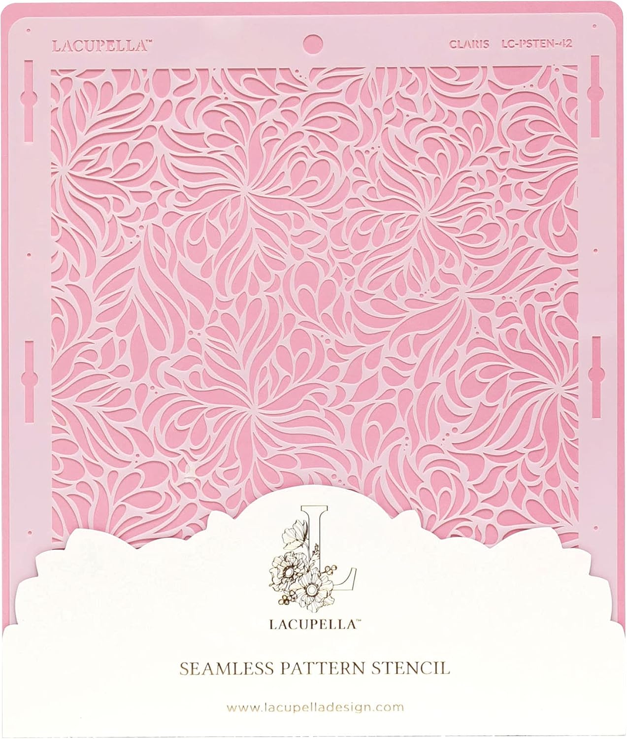 Cake Stencil - Seamless Delicate Pattern for Decorating Tall Double Barrel Cake to Use with Buttercream, Royal Icing, Ganache, Paint, Airbrush (Claris)