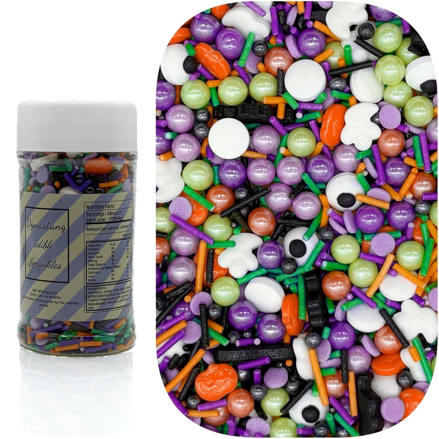 Dynastang Pumpkins & Ghosts & Eyes Sprinkles Halloween Edible Eyes Cake Decoration Cupcake Toppers Cookie Decorating Perfect for Cakes, Cupcakes, Desserts Toppings 3OZ