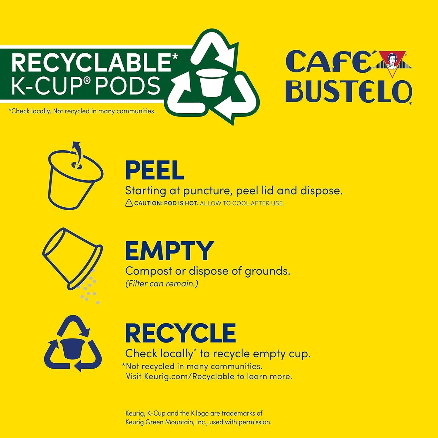 Café Bustelo Espresso Style Dark Roast Coffee, 96 Keurig K-Cup Pods