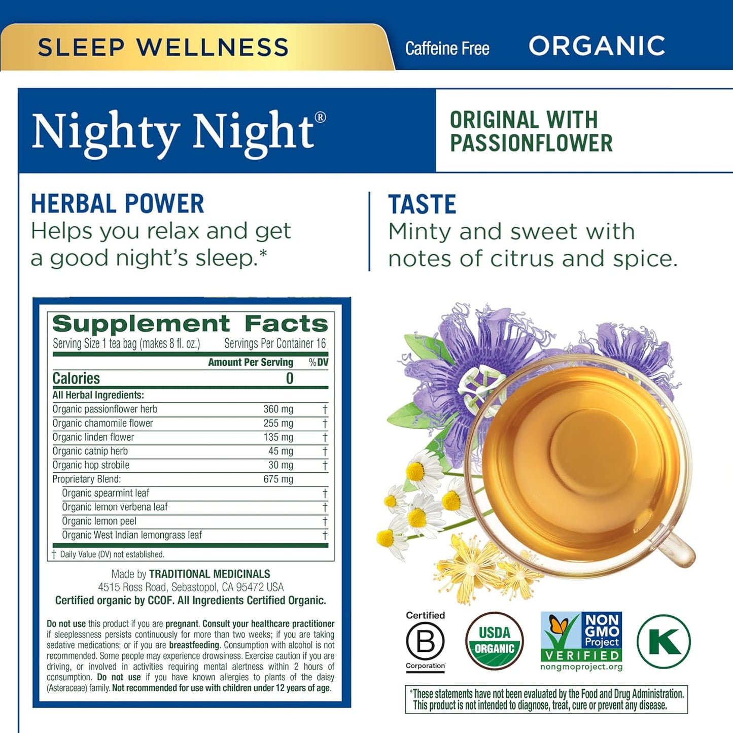 Traditional Medicinals Organic Herbal Tea Variety Pack for Stress and Sleep Support, 6 Flavors, Lavender, Chamomile, Lemon & Valerian Root, 96 Tea Bags, (6 Pack)