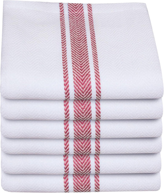 Kitchen Towels | Tea Towel for Craft| Cotton Dish Towels| Reusable Bulk Cleaning Cloths Red Hand Towels| Soft Super Absorbent Quick Dry Dish Rags Machine Washable 6 Pack 15" x 25"