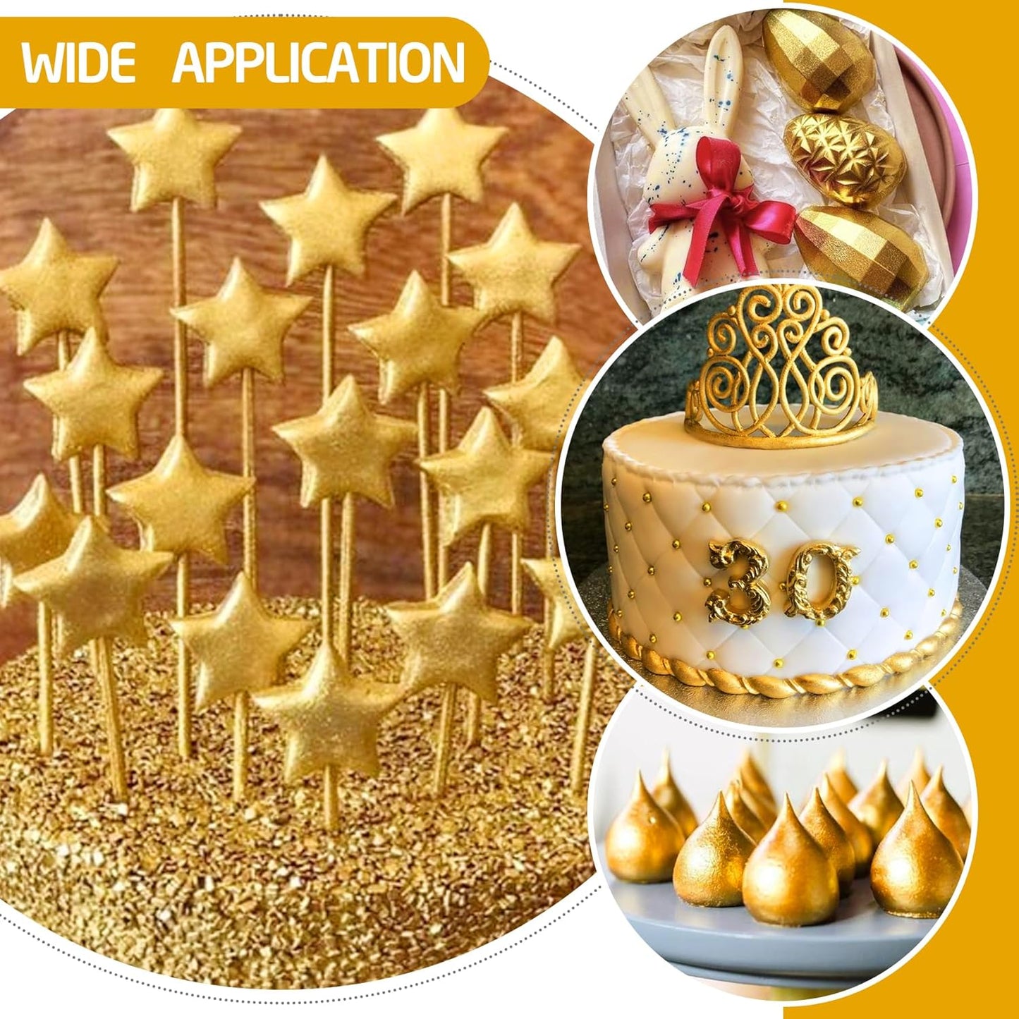 Edible Glitter Spray - 3/4oz Luster Dust Edible Food Grade Glitter Shimmer Dust Powder for Cocktails, Drinks, Cake Decorating - Metallic Food Coloring Powder for Wine, Candy, Cookie, Icing (Gold)