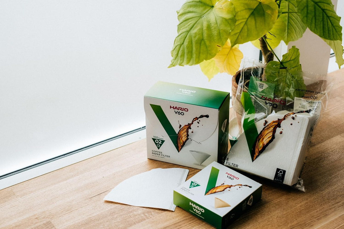 Hario V60 Paper Coffee Filter, Size 01, White, 40ct Box