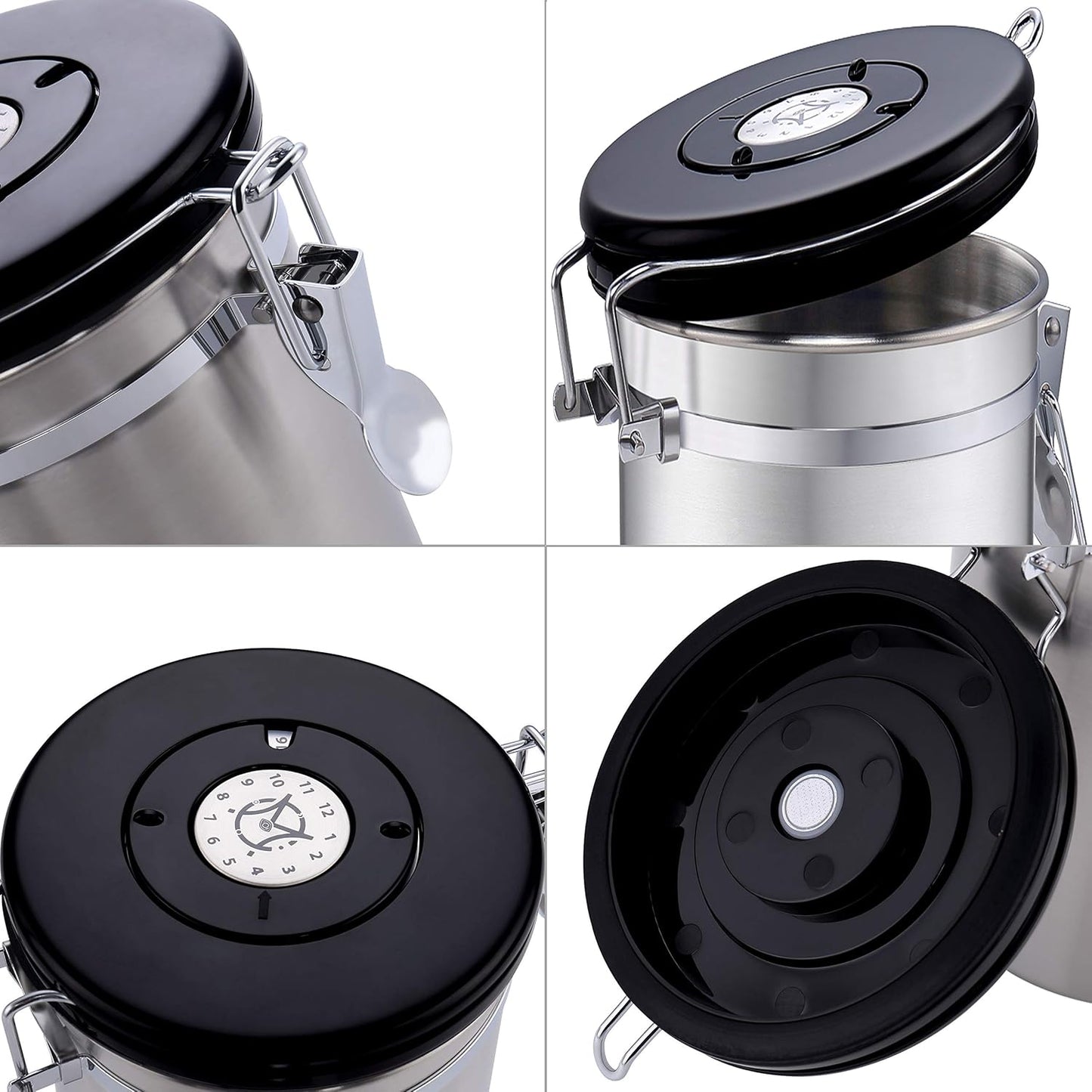 Coffee Container Vacuum Sealed - with Co2 Valve Airtight Beans Grounds Storage Coffee Canister with Scoop Medium Copper 16oz