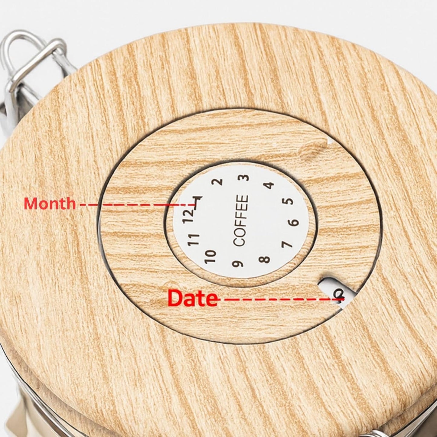 Airtight Coffee Canister 1.8L with Wooden Lid Scoop Set, 304 Stainless Steel Food Storage Container with CO₂ Valve, for Beans, Grounds, Tea, Sugar, Flour, Nuts (Beige,1.8L)