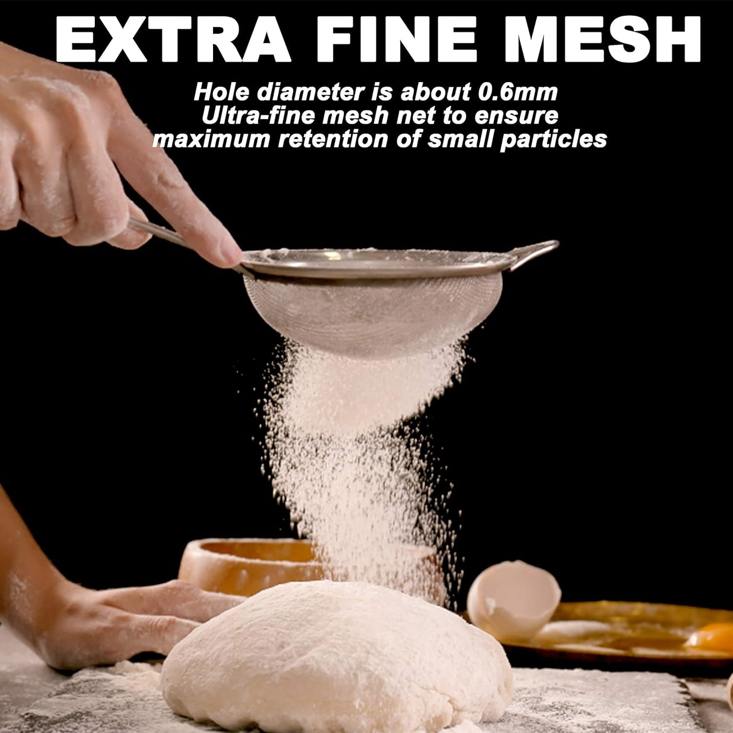 Anaeat Fine Mesh Strainers - Premium Stainless Steel Colander Sieve Sifters, with Durable Mesh and Sturdy Handle, Excellent for Sifting Dry ingredients, Flour, Pastas, Rice, Tea (2.8"）