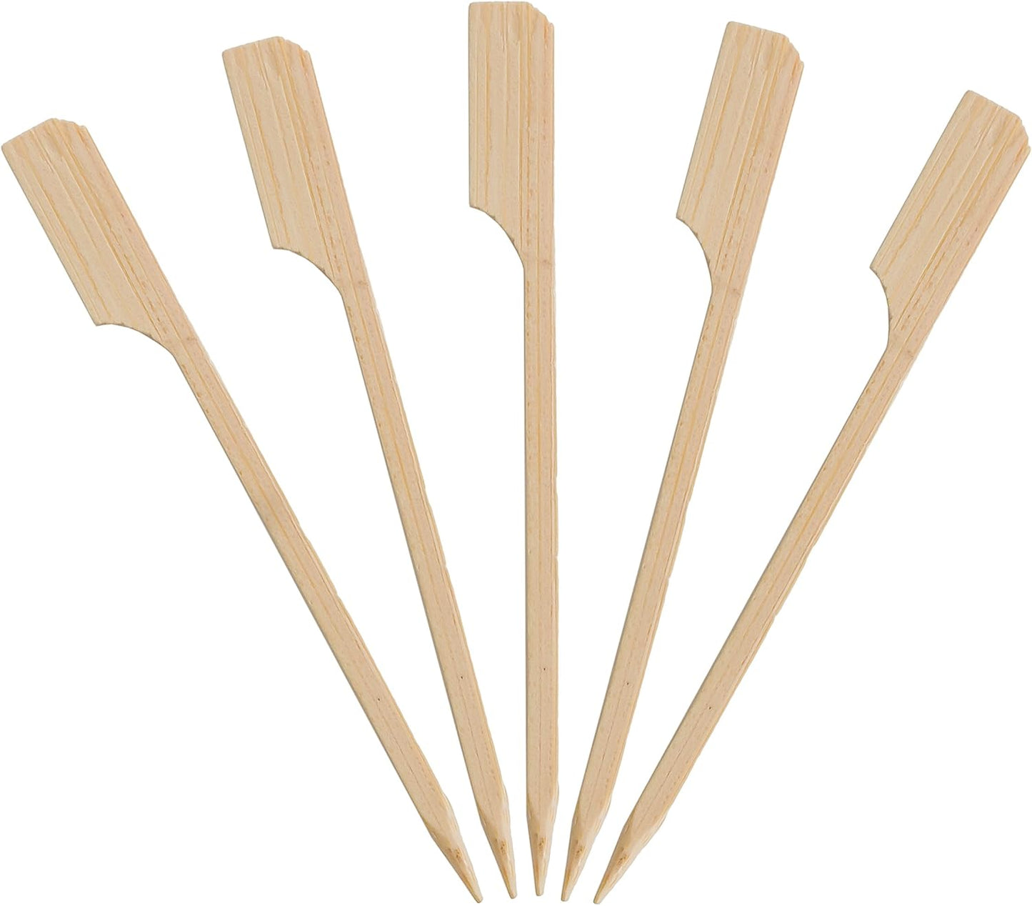 1000 Count | KingSeal Natural Green Bamboo Wood Paddle Picks, Skewers for Appetizers and Cocktails, 3.5 Inches, Bulk Pack - 10 Packs of 100