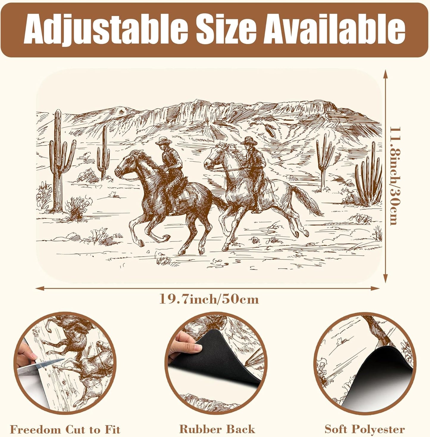 Dish Drying Mat Desert with Cowboys Coffee Bar Mat for Countertop Absorbent Rubber Backed Hide Stain Dish Drainer Rack Pad Espresso Machine Dining Room Decoration 11.8 x 19.7 Inch