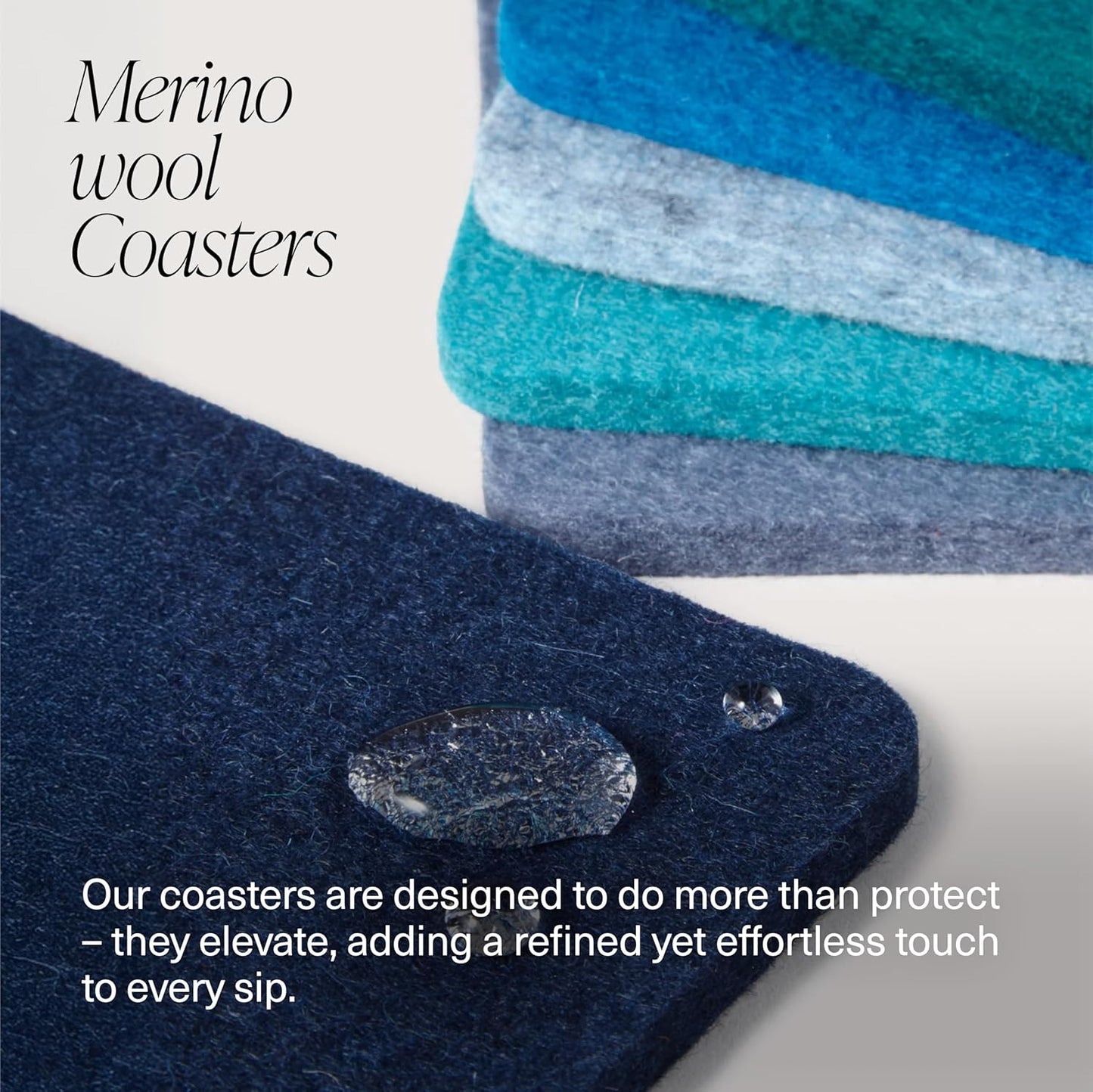 Graf Lantz - Bierfilzl Merino Wool Square Coasters Set of 4 - Ocean (4"x4"x5mm) - Absorbs 30% of Weight - Natural German Wool - Heat Resistant, Sustainable, Reusable - Home Decor, Coffee Table Decor