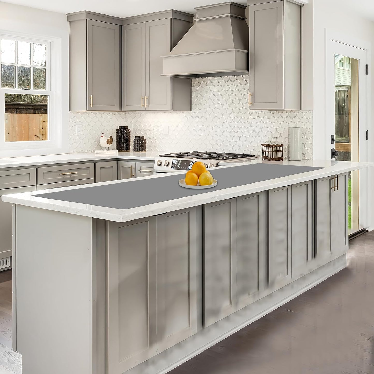 78.7"x15.7"(200cmx40cm) Large Silicone Mats for Countertop, Heat Resistant Mat, Waterproof Nonslip Silicone Kitchen Counter Mat, Nonstick Table Placemat, Multipurpose Mat, Light Gray