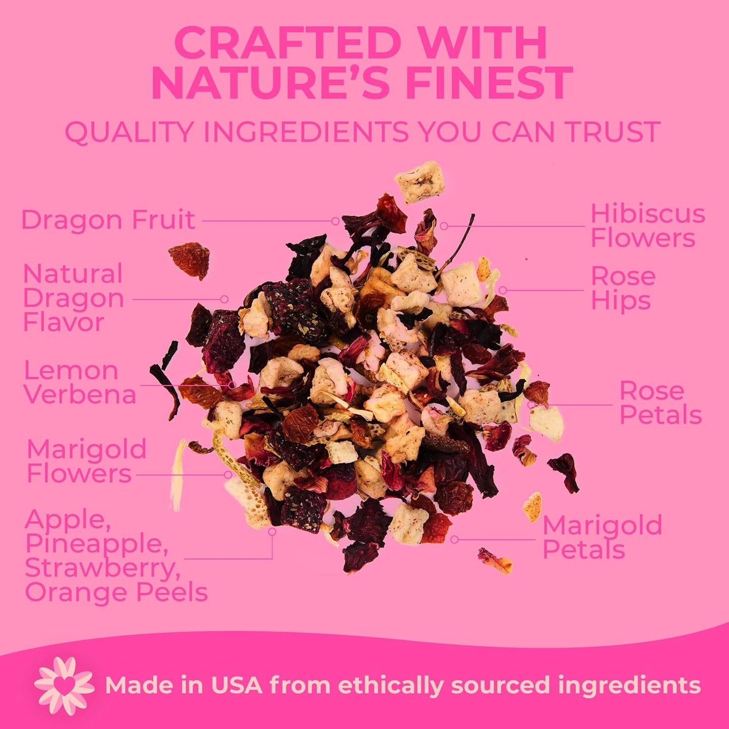 Katy’s Dragonfruit Loose Leaf Tea | Hydrating & Fruity Herbal Tea | Hibiscus, Dragonfruit & Pineapple | Caffeine-Free Fruit Tea | 30+ Cups | Hot or Iced | Antioxidant-Rich | Woman-Owned | 3oz Pouch