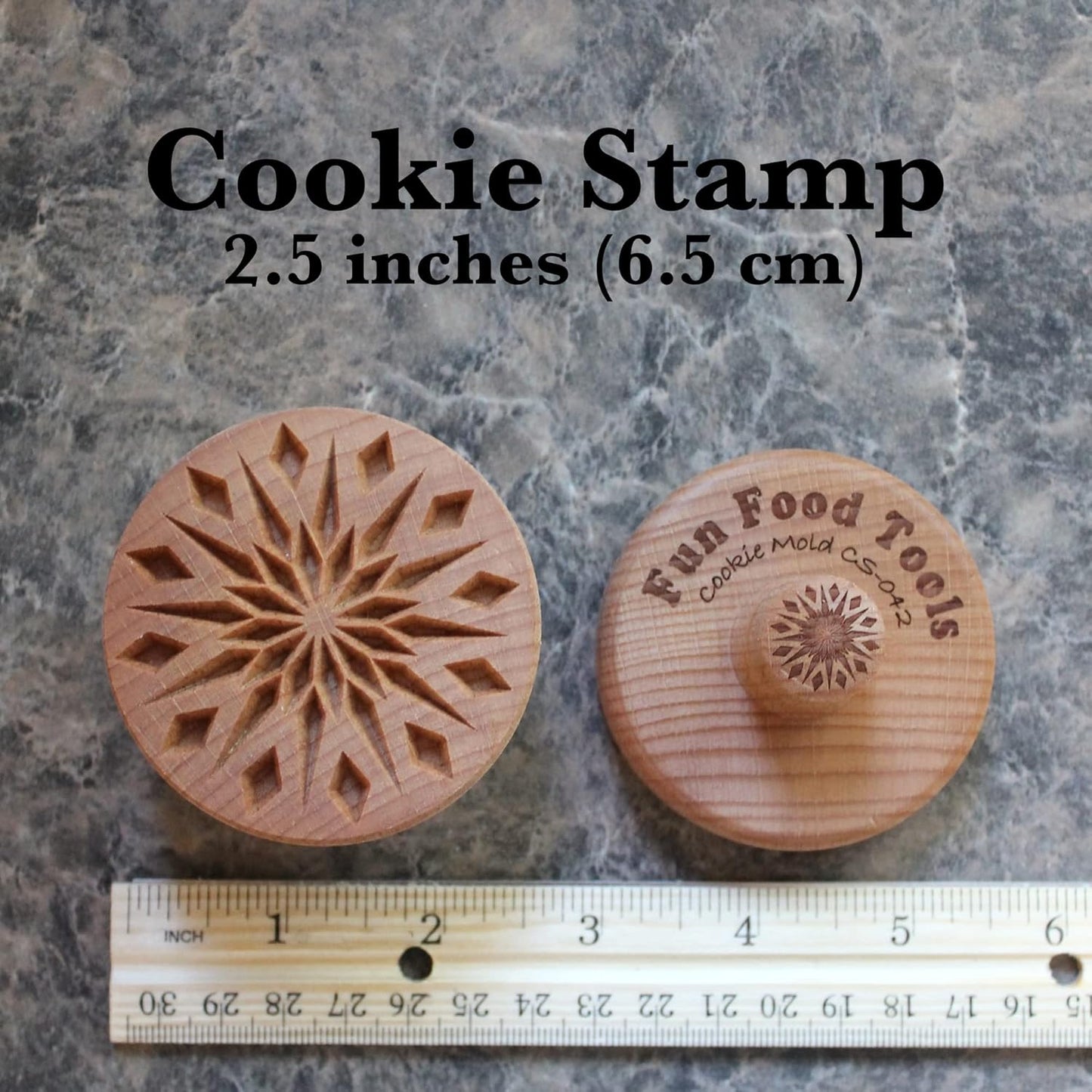 Wood Cookie Stamp, 2.5 Inch (Diamond Mandala CS-042)