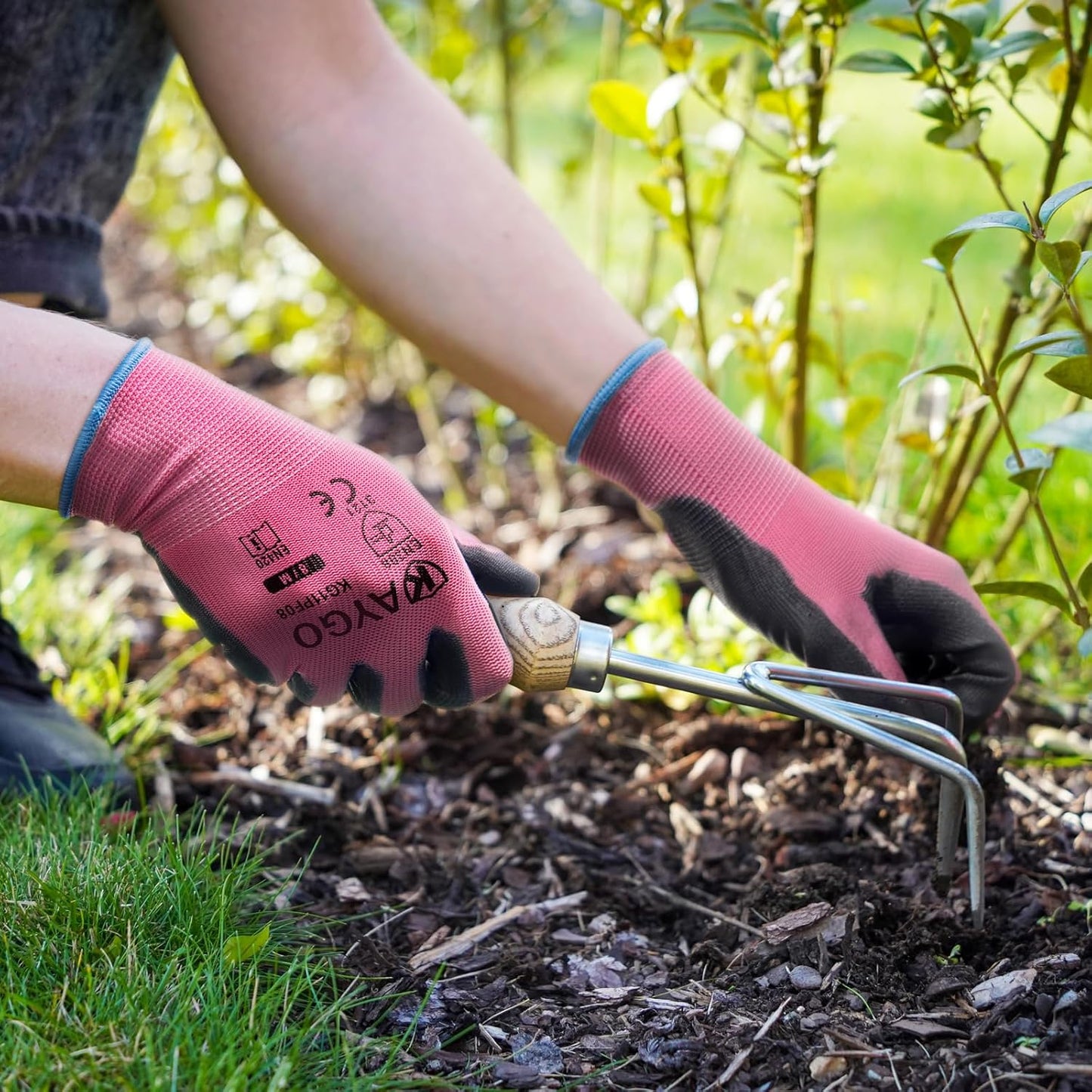 KAYGO Safety Work Gloves PU Coated-60 Pairs Seamless Knit Glove with Polyurethane Coated Smooth Grip on Palm & Fingers, for Men and Women, Ideal for General Duty Work, KG11PR (M,pink)