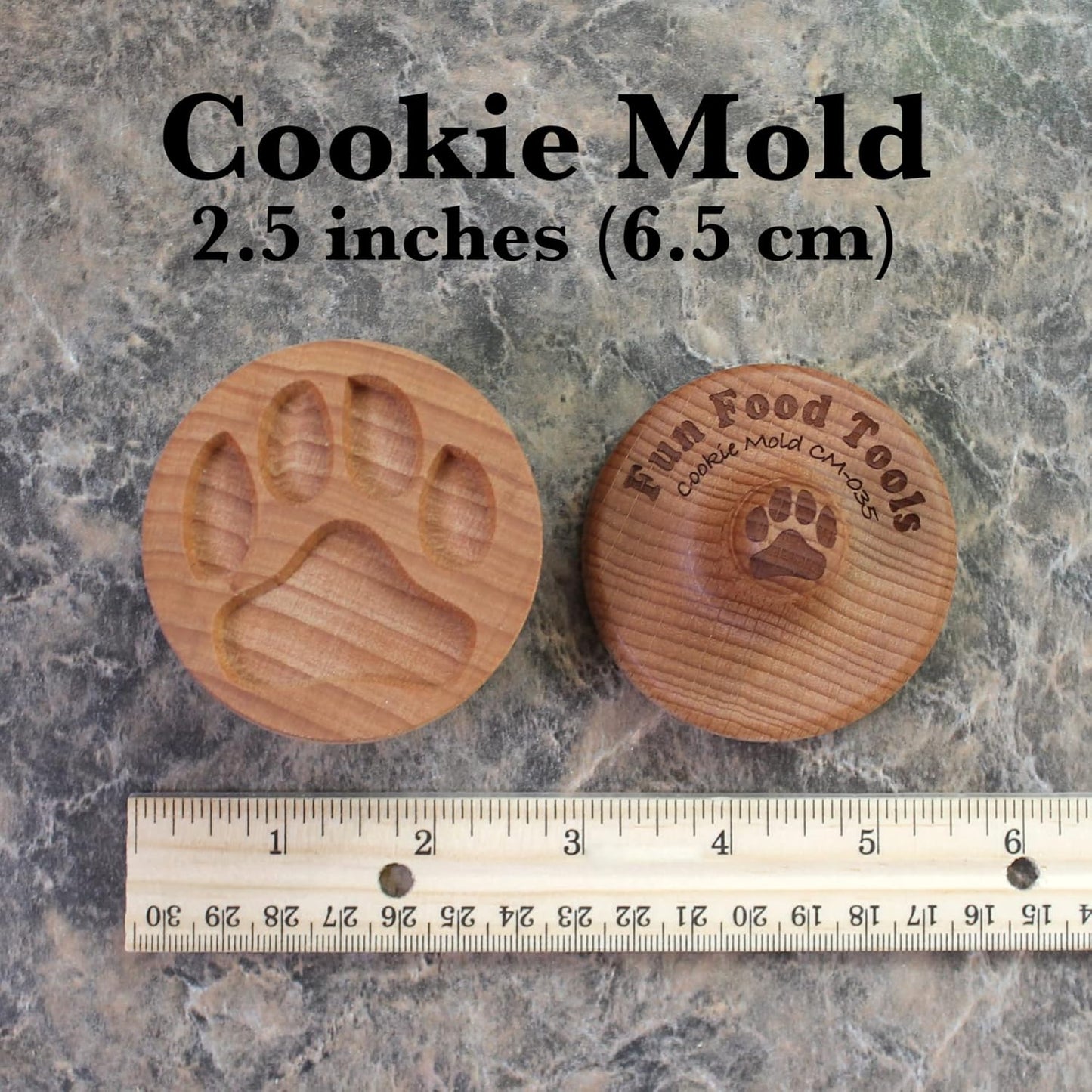 Wood Cookie Stamp, 2.5 Inch (Dog Paw CS-035)
