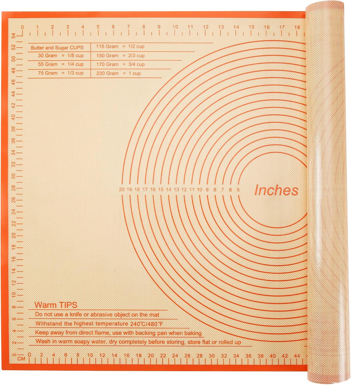 Silicone Pastry Mat 34x26 Inch Nonstick Baking Mat -Perfect for Doug, Pastry, Dough Rolling, Kneading Board, Pie Crust, Fondant, Pasta/Pizza, Kitchen Counter Mat