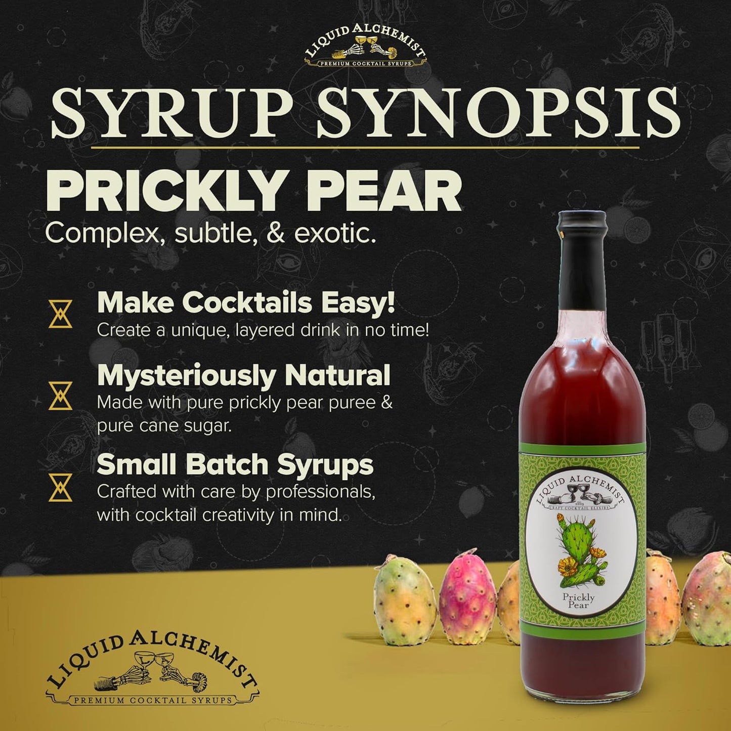 Liquid Alchemist Prickly Pear Syrup for Cocktails - Real Ingredients Make our Mixer Perfect for a Summer Cocktail and Margarita Mix - Vegan & Non-GMO (25 oz)