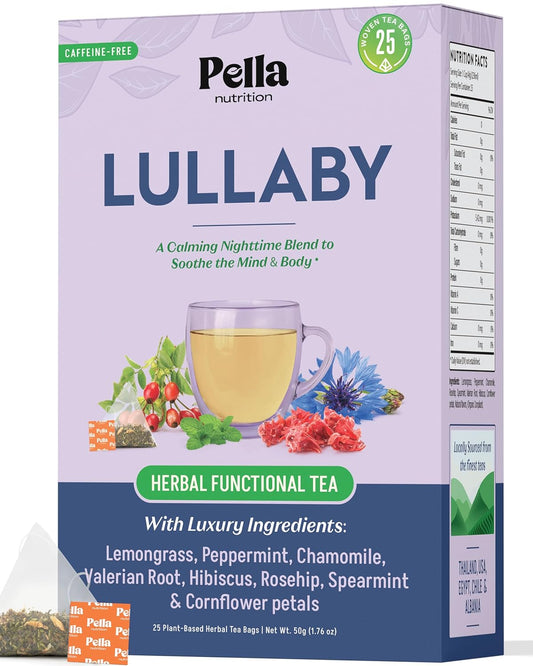 Chamomile Tea with Hibiscus, Peppermint, Spearmint, Rosehip, Valerian Root, Lemongrass, Cornflowers – Kosher, Vegan, No Caffeine – Calming Mint-Citrus Evening Herbal Drink for Relaxation (25 Tea Bags)