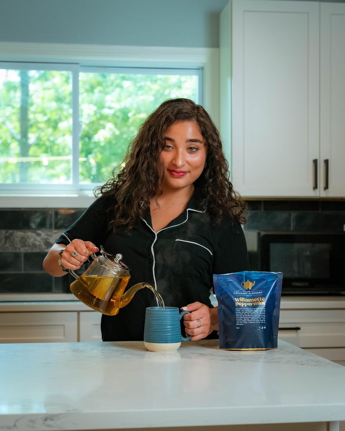 Willamette Peppermint Tea, Organic Loose Leaf Mint Herbal Tea – Soothing, Caffeine-Free – Refreshing Hot or Iced – 4 oz Resealable Bag (Makes 50 Cups) – The Elegant Elephant