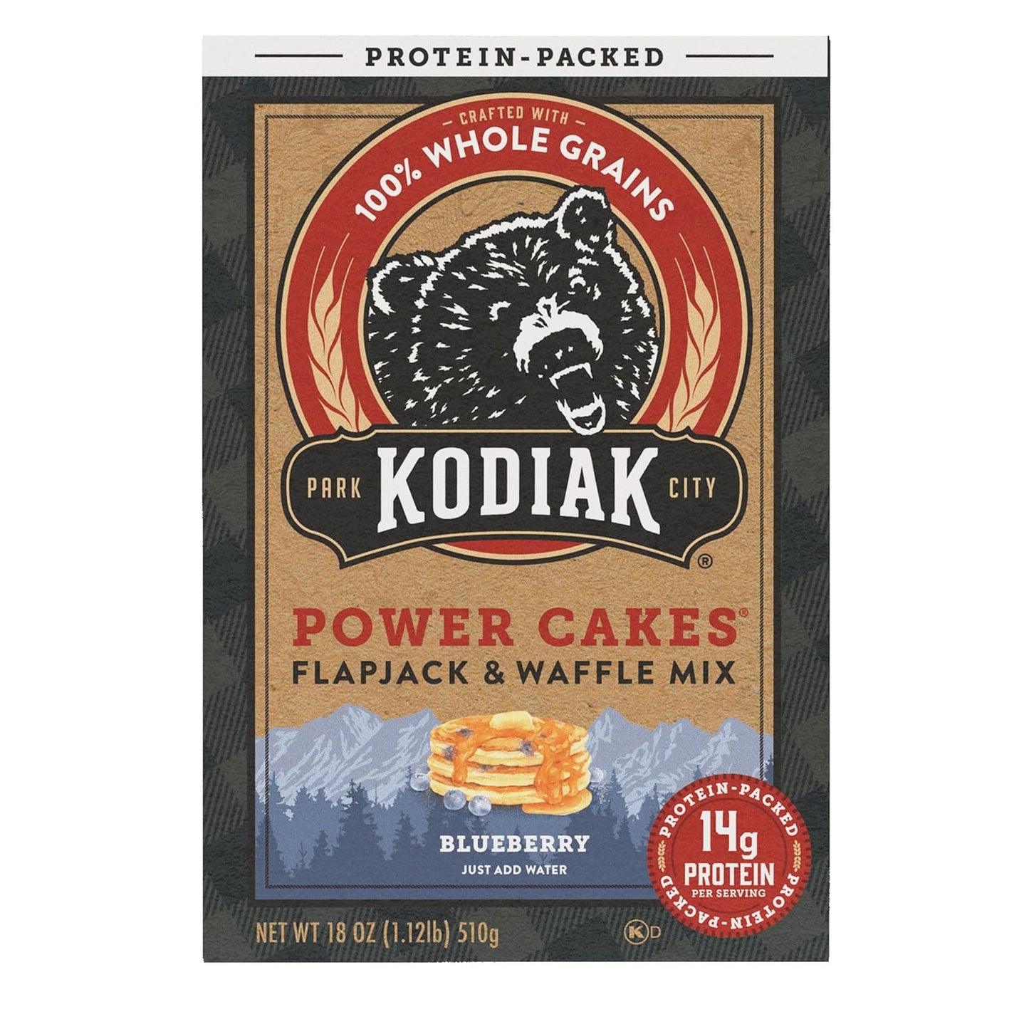 Kodiak Cakes Power Cakes Protein Pancake Mix & Waffle Mix - 100% Whole Grain - Blueberry (Pack of 6)