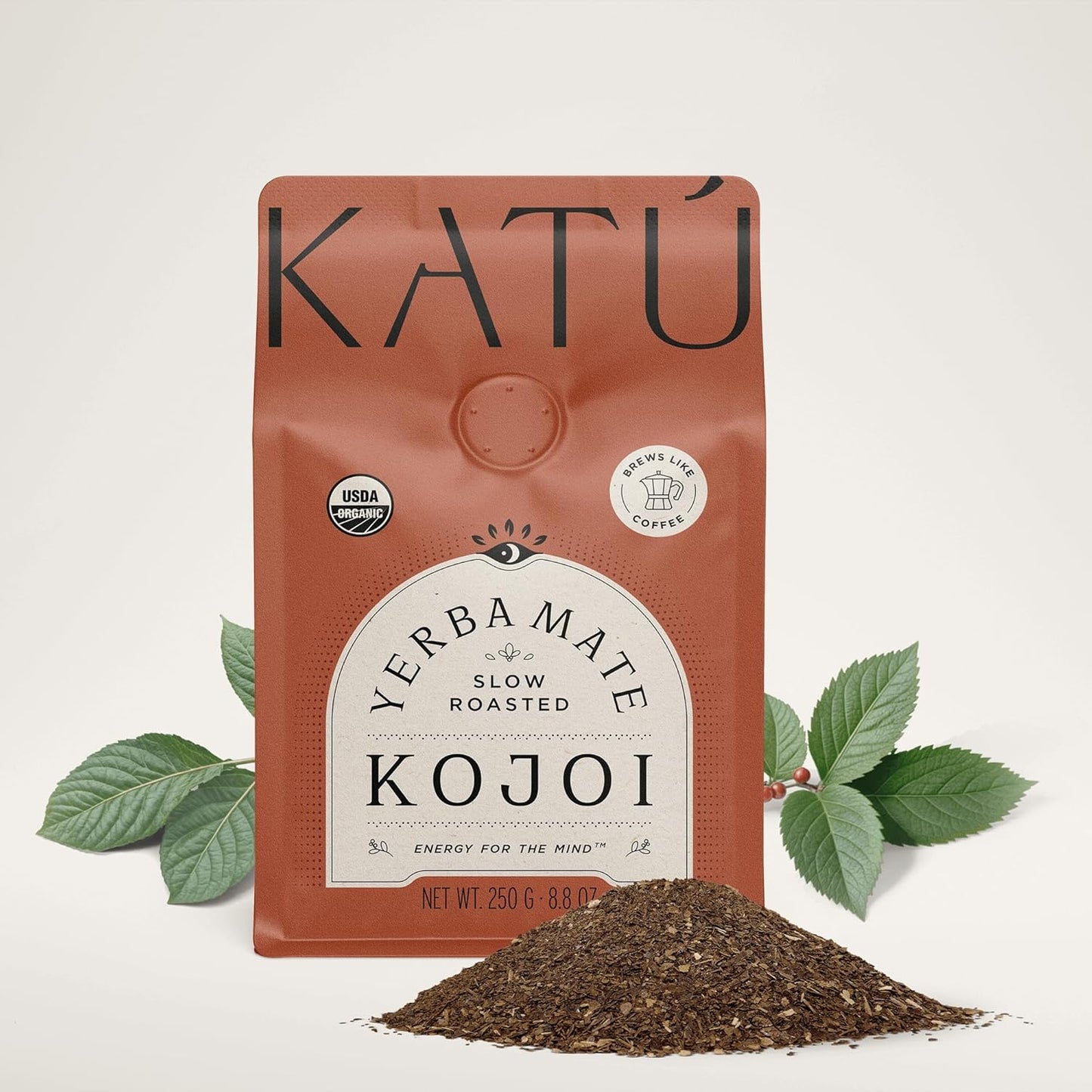 Katú Kojoi Premium Organic Yerba Mate Tea, Slow Roasted, Unsmoked, Air Dried, Loose-Leaf, Aged, Natural Energy, 8.8 oz (250g)