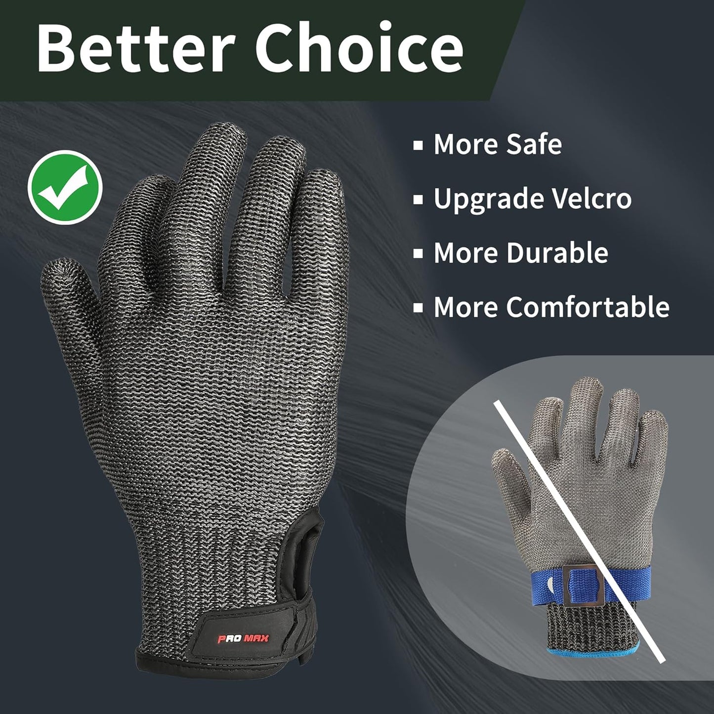 Schwer Ultimate Cut Resistant Gloves Beyond ANSI A9, Reinforced Stainless Steel Glove, Food Grade Mesh Metal Gloves for Butcher Meat Cutting, Oyster Shucking, Mandoline, PR1708 (L, 50 Pairs)