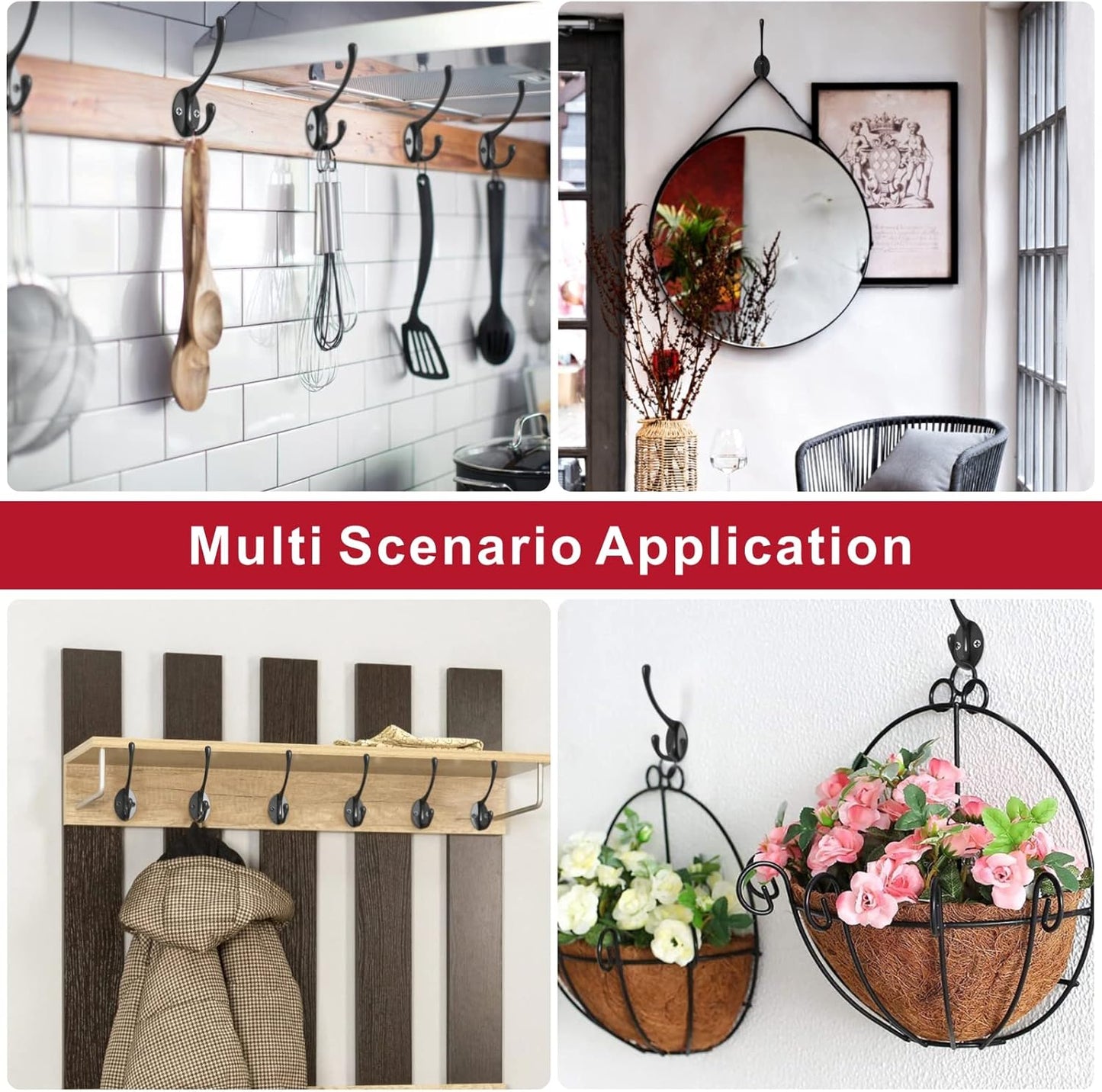 10PCS Wall Hooks, Coat Hooks, Hooks for Hanging Heavy Duty, Wall Hooks for Hanging, Hook Wall Mount, Closet Hooks with 20 Screws for Towel, Robe, Coats, Scarf, Bag, Cap