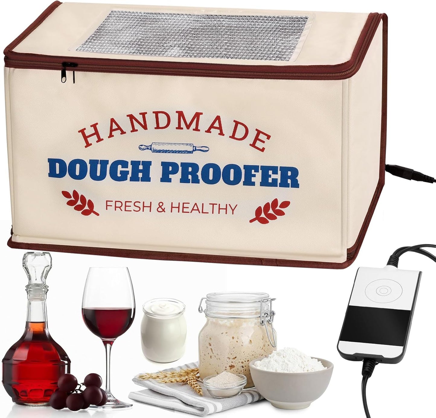 Folding Dough Proofer Box with Temp Control (50-130℉) & 24H Timer, Extra Large Bread Proofing Box for Sourdough, Pizza, Yogurt, Seed Starting, 3D Filament Drying, Space-Saving & Easy to Use