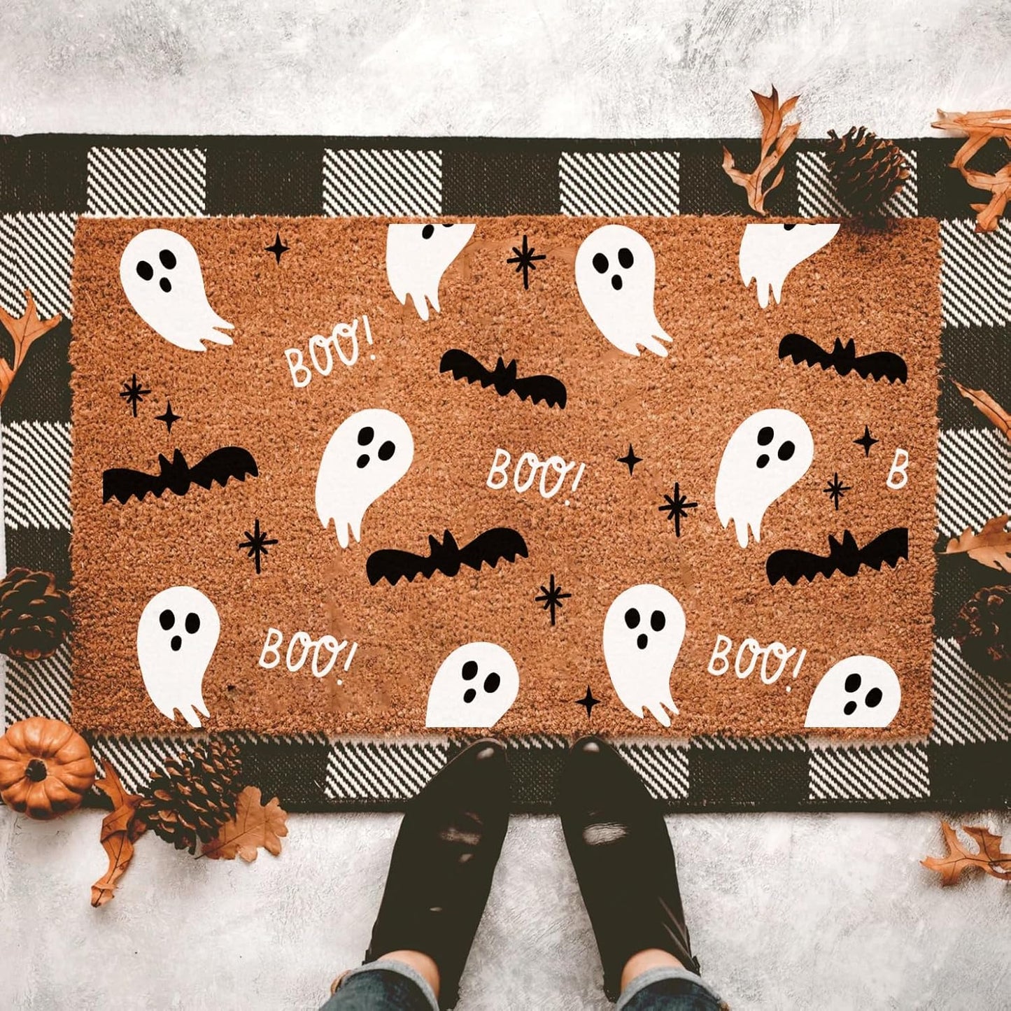 Halloween Stencils for Door Mats Large Halloween Doormat Stencils Trick or Treat Boo Ghost Stencil for Door Mat Wood Sign Fabrics DIY Crafts Decor