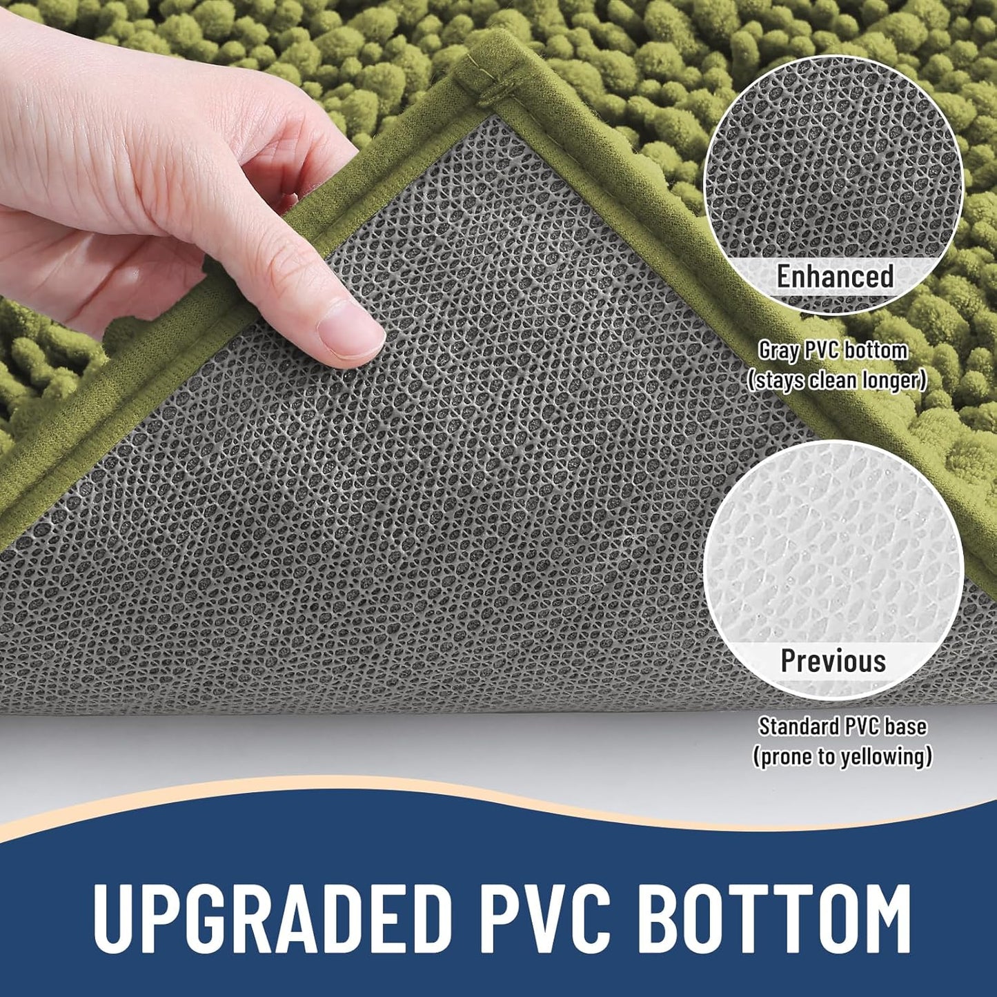 Arotive Luxury Chenille Bathroom Rug Mat, Extra Soft Thick Absorbent Shaggy Bath Rugs, Non-Slip Machine Wash Dry, Plush Bath Mats for Bathroom, Shower and Tub, 36x24, Willow Green