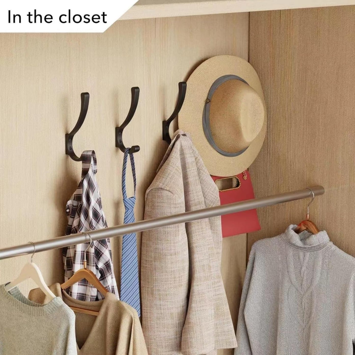 4 Pack Hanging Coat Hooks Wall Mount, Coat Hanger Wall Hangers, Metal Hooks for Hanging Heavy Duty, Screw in Hooks for Hanging Towels, Clothes, Backpack, Hat, Bag, Jacket, Key, Robe, Backpack Grey