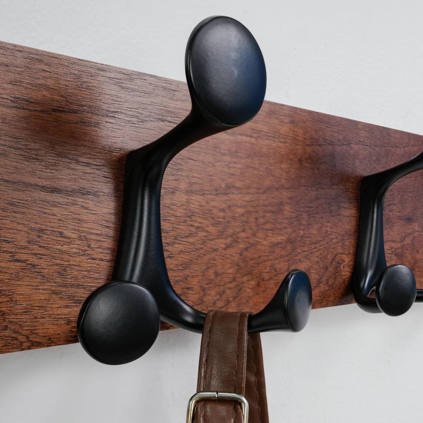 SKOLOO 30-Inch Wood Coat Rack Wall Mount with 5 Triple Hooks - Ideal for Family Entrances, Classrooms, and Pet Supplies Storage - Perfect Coat Hooks for Wall,Mahogany (Sapele)