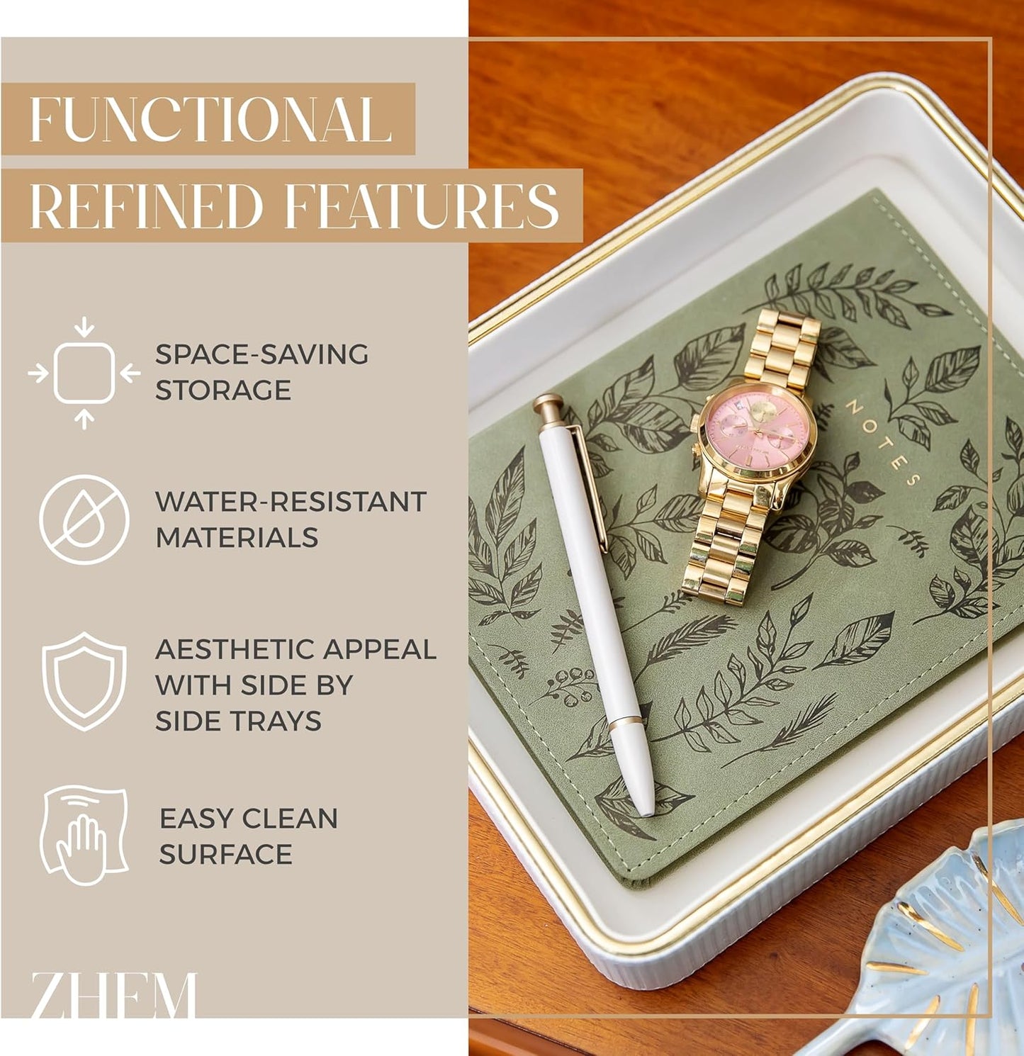 Perfume Tray for Women Valet Tray Night Stand Bedside Organizer| Perfume Organizer Catchall| Perfume Trays for Dresser Vanity Tray for Dresser Countertop| Perfume Holder