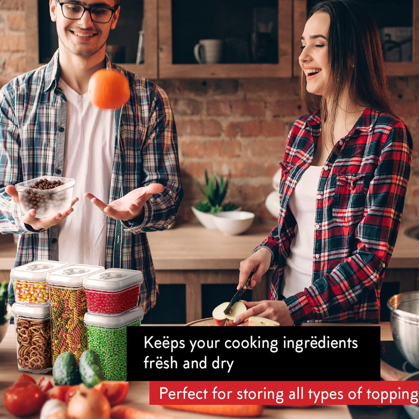 DWËLLZA KITCHEN Airtight Food Storage Containers with Lids - 5 Piece Set - Kitchen Accessories - Pantry Organization and Storage Containers for Food - Clear BPA-Free - Keeps Food Fresh & Dry