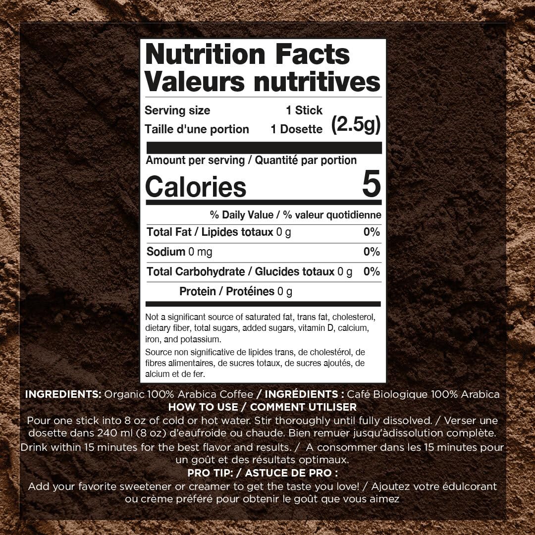 VitaCup Perfect Low Acid Instant Coffee Packets, Dark Roast Coffee, USDA Organic & Fair Trade, Third Party Tested for Mycotoxins & Pesticides, Single Origin, Clean & Pure, 24 ct