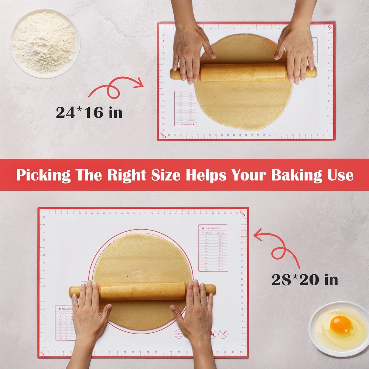 BlueBark 1 PCS - 24"L x 24"W Non-stick Silicone Baking Mat for Pastry & Dough, Sourdough Bread Making Tools, Kitchen Counter, Cooking Enthusiasts