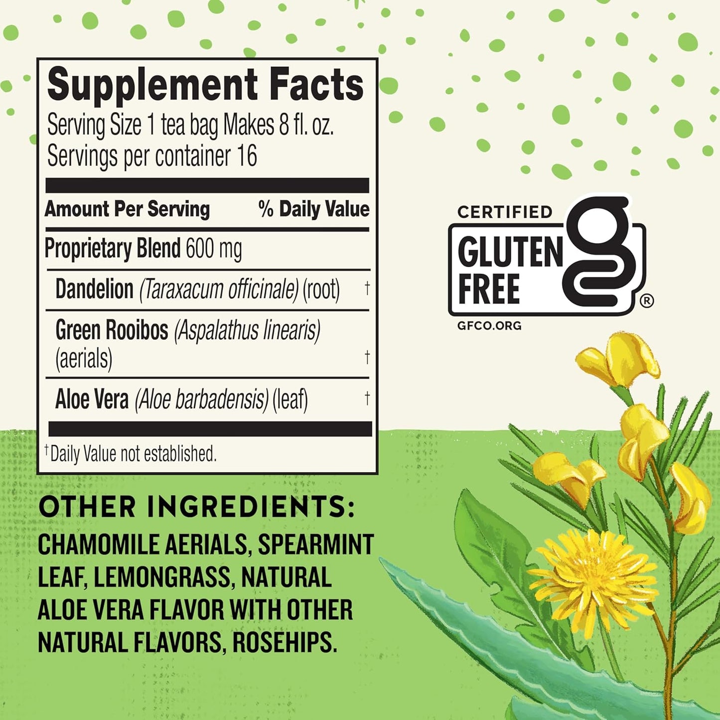 Celestial Seasonings Detox Blend Dandelion Wellness Tea, Caffeine Free, 16 Tea Bags Box