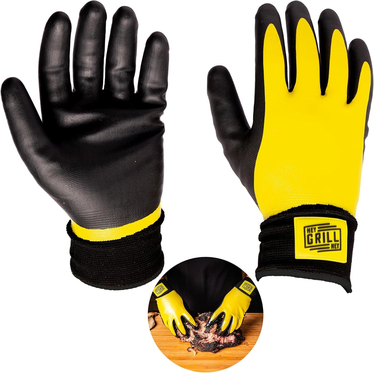 Hey Grill Hey Pitmaster Gloves | BBQ Gloves | Heat Protection up to 500°F or 260°C | High Temp Resistance | Fireproof Glove for Grilling Smoking Barbecue | Washable Mitts | Waterproof | Size - Small