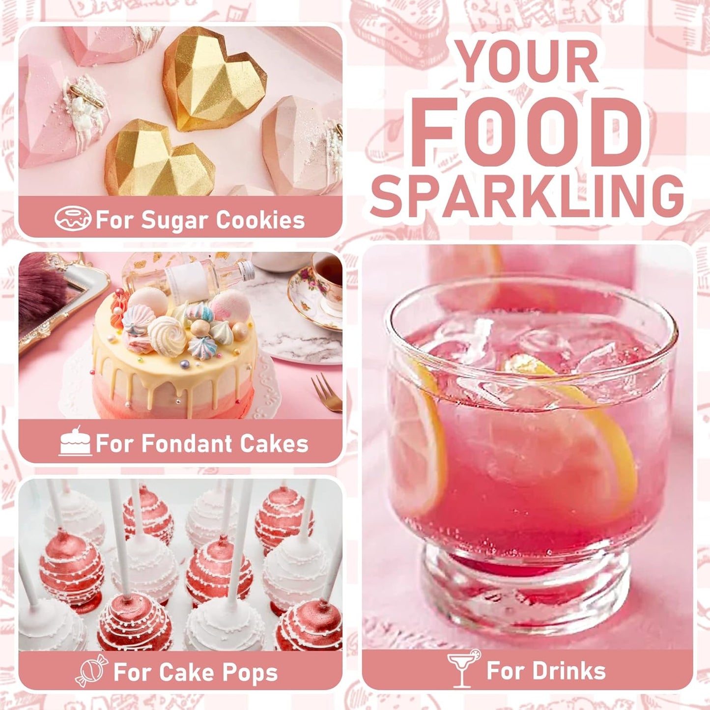 Edible Glitter - 30g Edible Luster Dust Metallic Food Grade Coloring Glitter for Drinks, Baking, Cake Decorating - Edible Dust Powder Shimmer Sprinkle Powder for Icing, Wine, Chocolate, Candy (Gold)