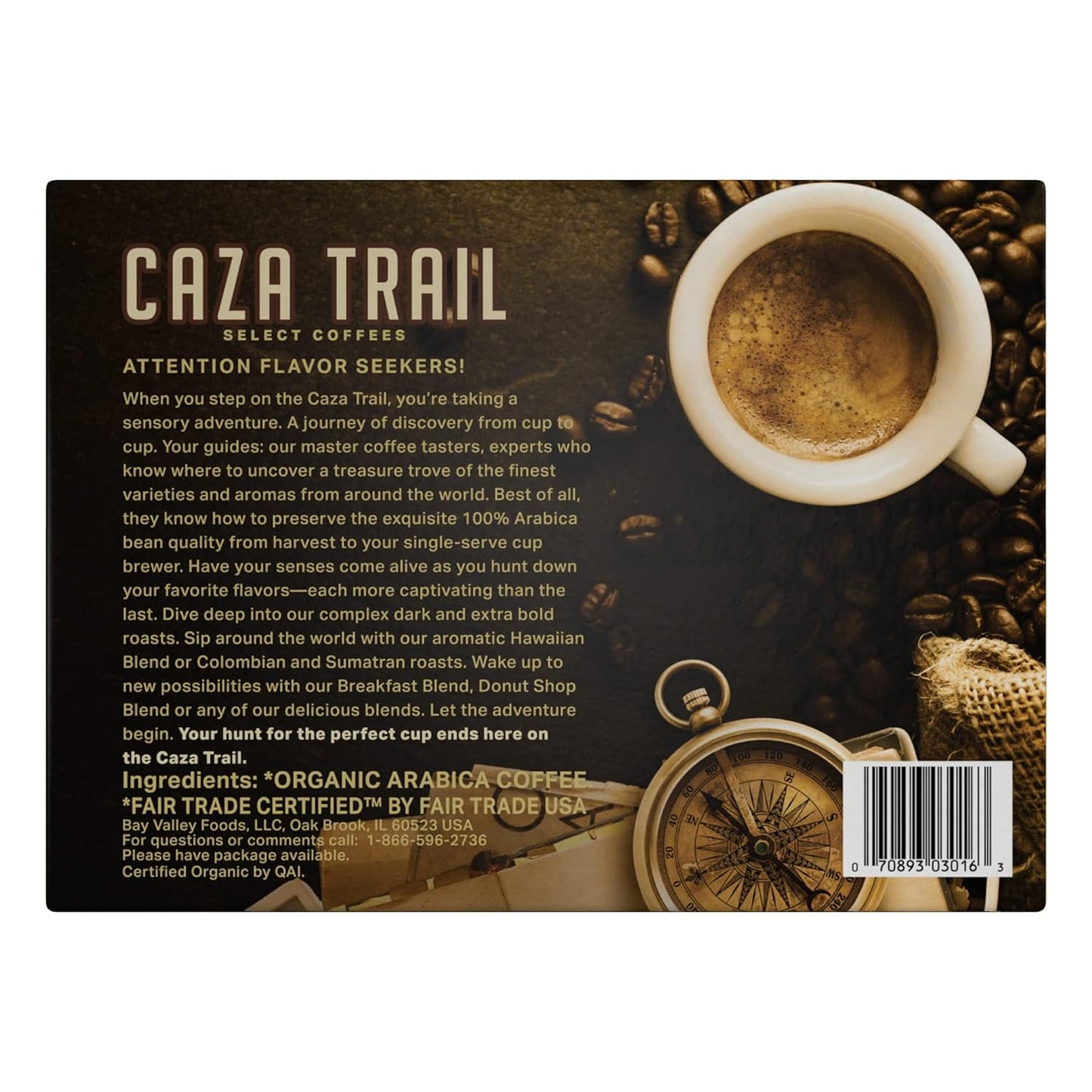 Caza Trail Coffee, Organic Extra Bold Medium Roast, 100 Single Serve Cups