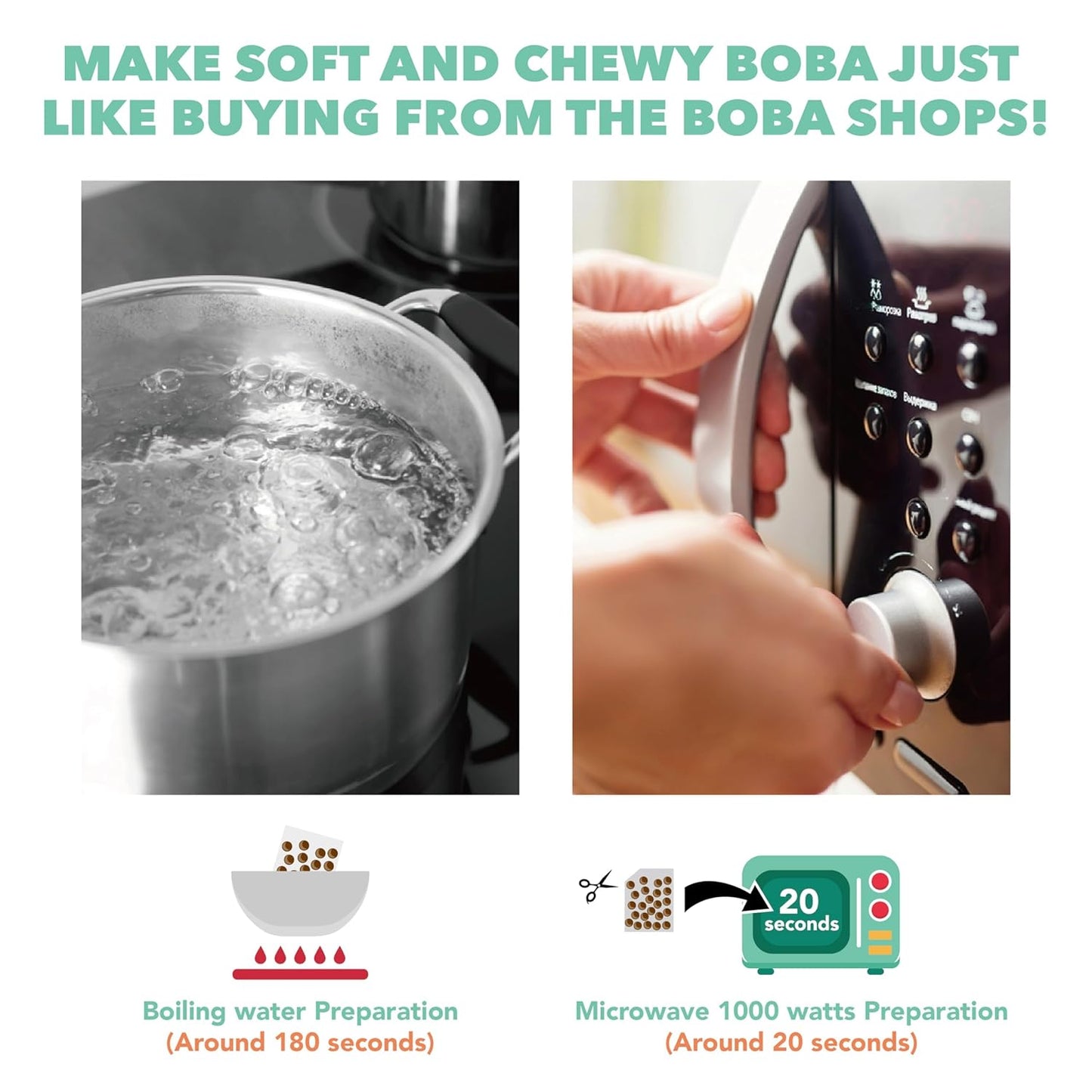 J WAY BOBA Authentic Instant Tapioca Boba Pearls for Milk Tea, Smoothies and Desserts, Tropical Fruit Flavor (Ready in Just 20 Seconds) - 5 Servings