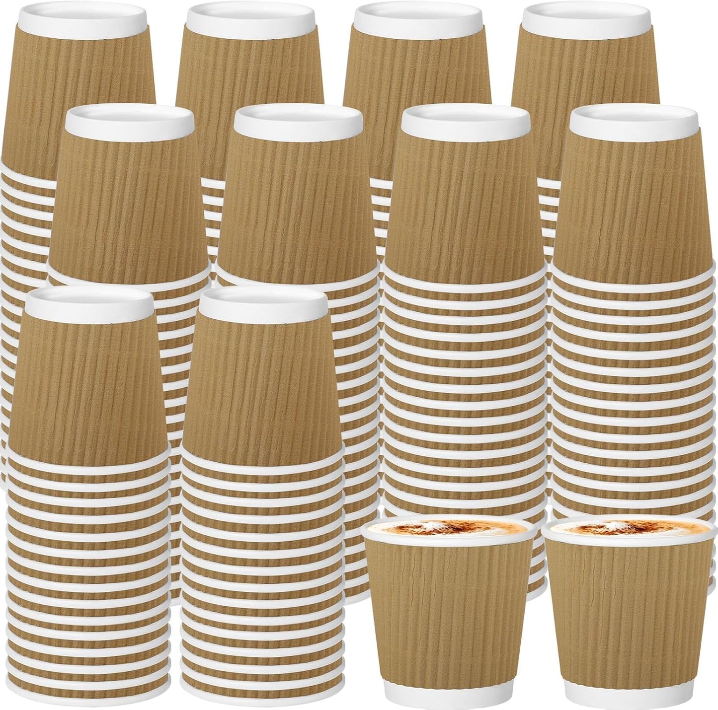 240Pack Paper Espresso Coffee Cups, 4 oz Disposable Coffee Cups,Corrugated Insulated Ripple Wall, Paper Ripple Cups for Coffee, Hot Chocolate and Hot Tea Drinks -Champagne