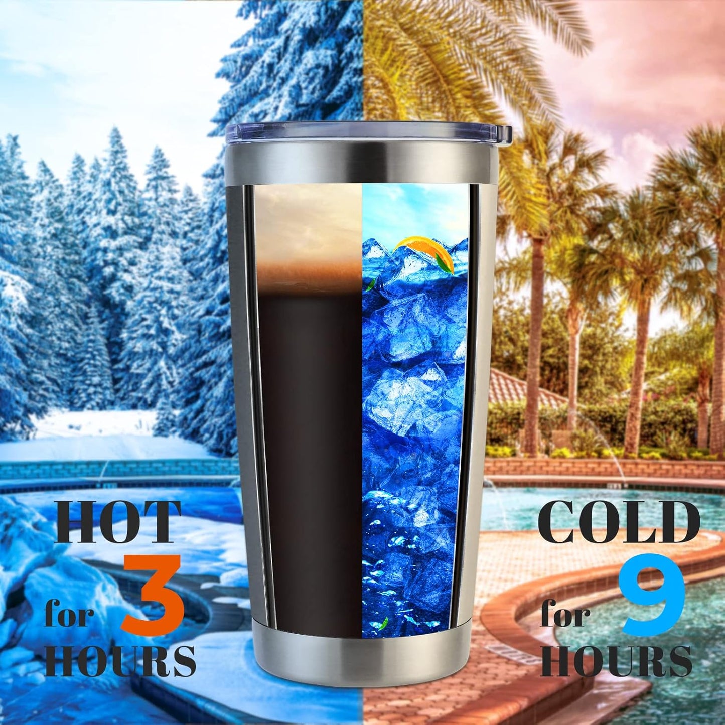 DOMICARE 20oz Stainless Steel Tumbler Bulk with Lid, Double Wall Vacuum Insulated Travel Mug, Powder Coated Coffee Cup, Stainless Steel, 1 Pack