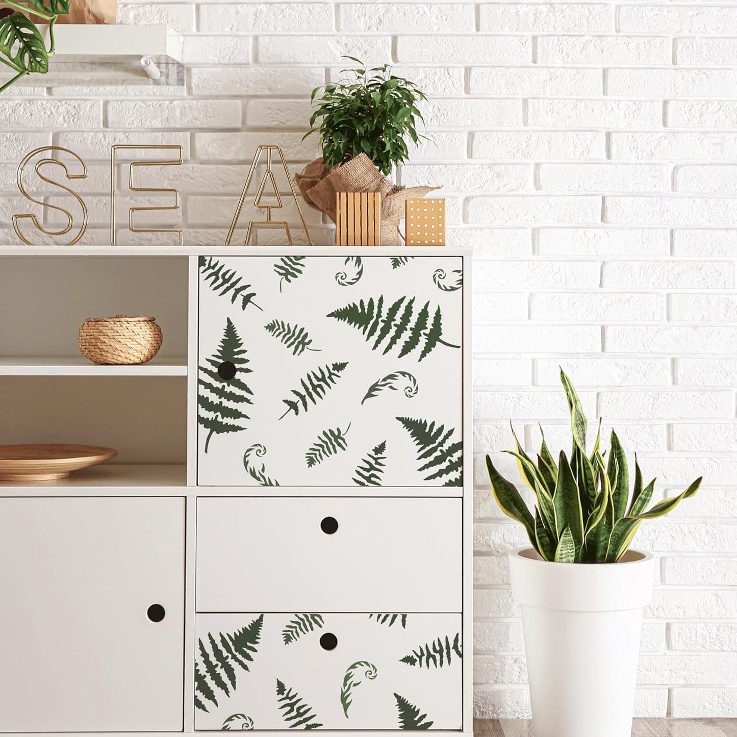 NAKLEO Painting Stencil for Crafts A3 11.8” x 16.5”, Fern Leaf Frond Pattern, Reusable Plastic DIY & Scrapbooking Drawing Template, Decoupage Art Home Decor, Wall Wood Fabric Furniture