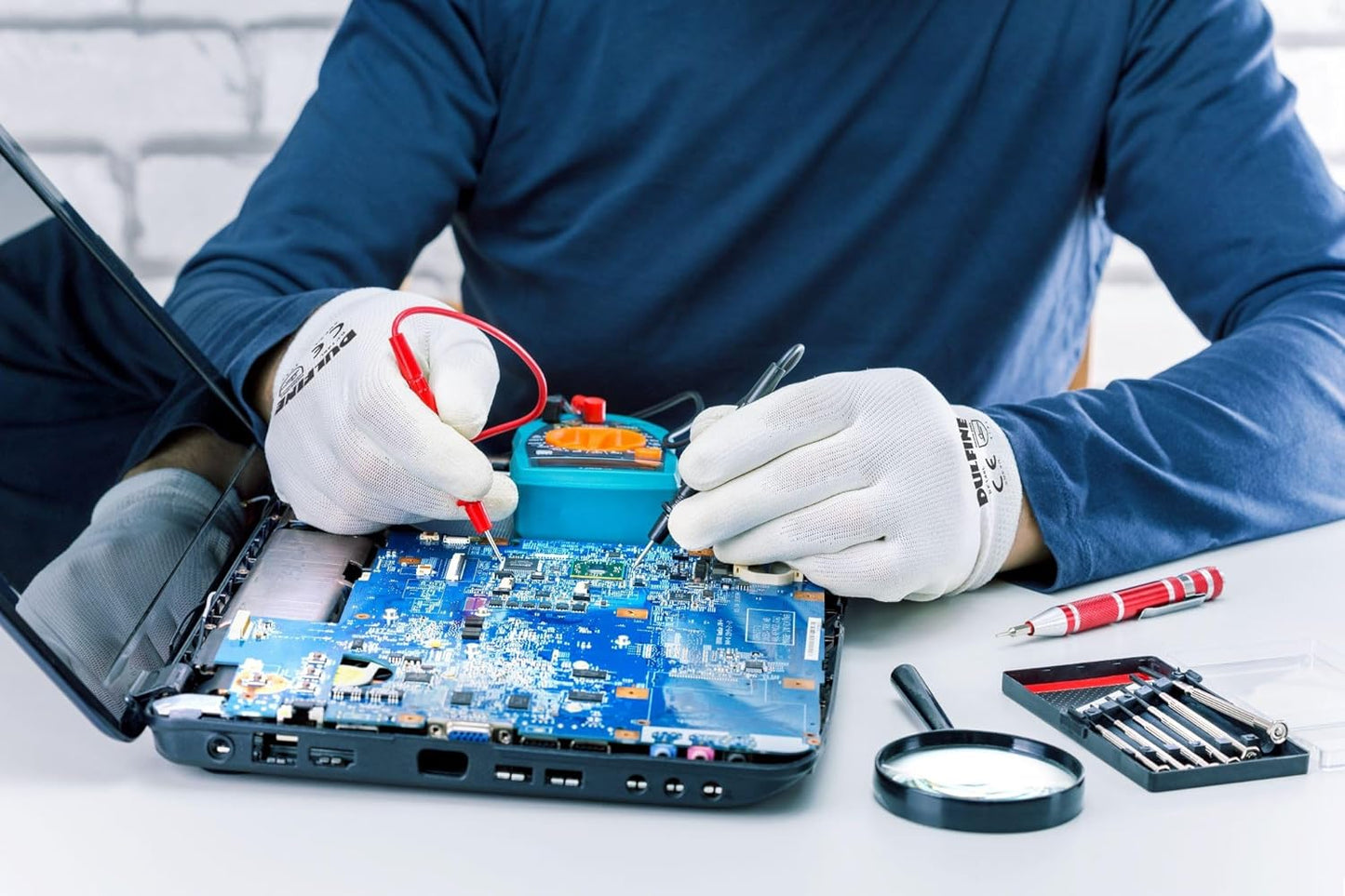 DULFINE Safety Work Gloves PU Coated-12 Pairs,White Seamless Knit Glove with Polyurethane Coated Smooth Grip on Palm & Fingers, for Men and Women, Ideal for General Duty Work (Medium)