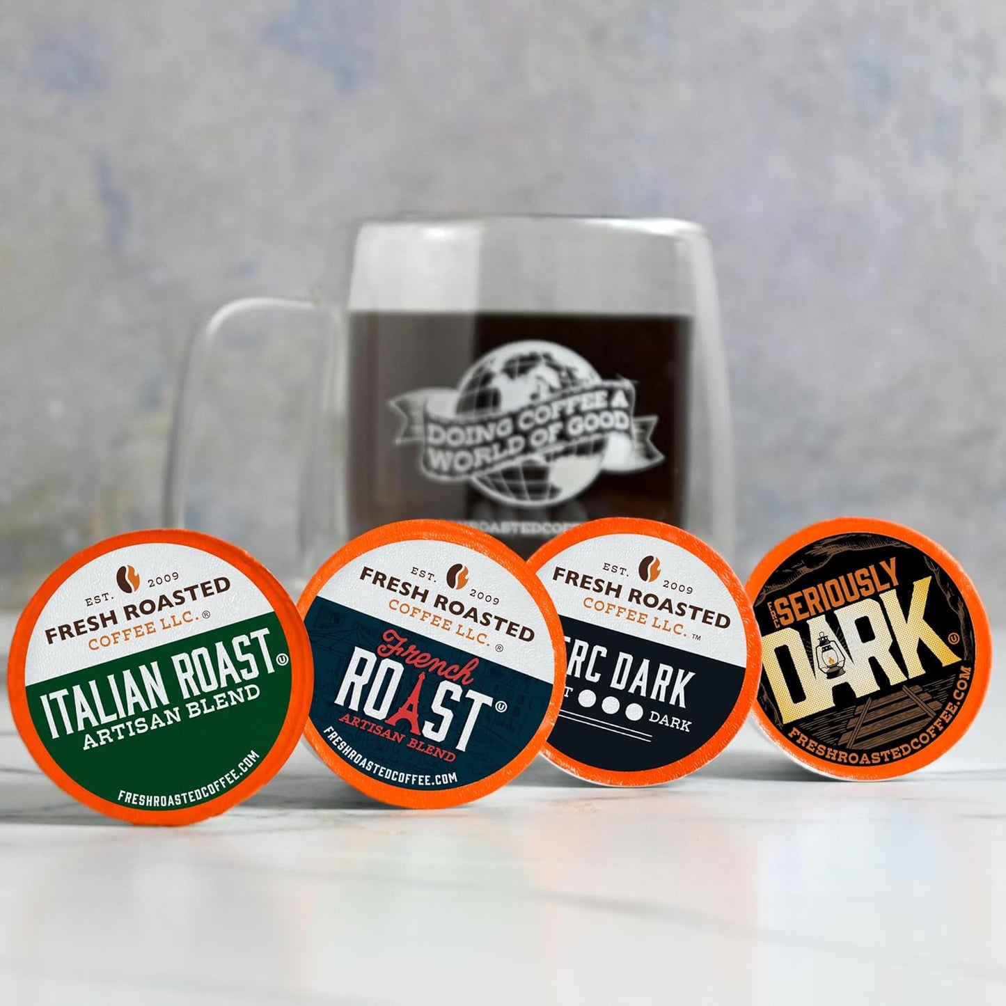 Fresh Roasted Coffee, Dark Roast Blend Variety Pack, K-Cup Compatible, 96 Count