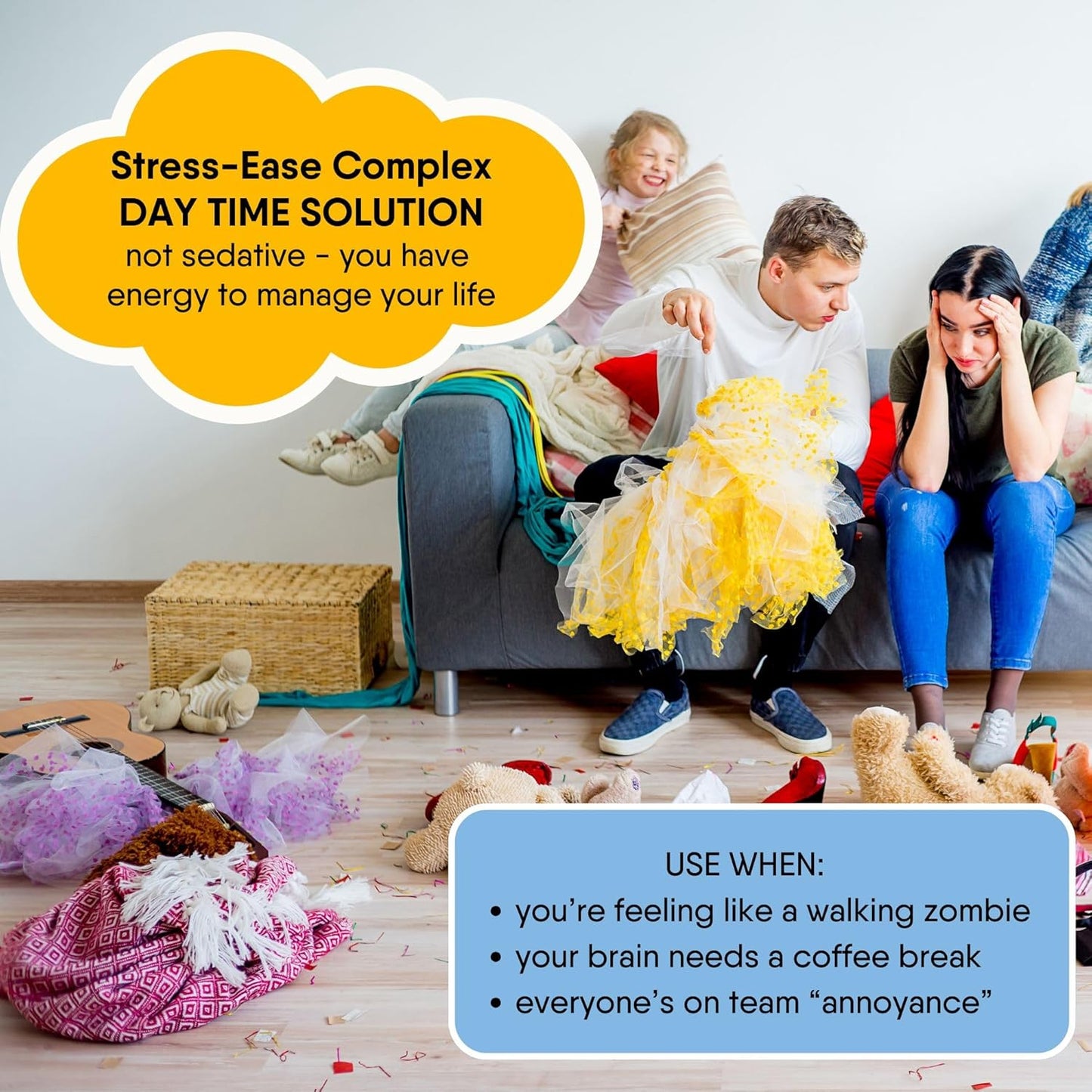 Stress-Relief Herbal Tea Blend with Calming Chamomile, Lavender, Rose, Lemon Verbena, Agrimony, Catnip, Damiana, Holy Basil, Hawthorn Berry, and Skullcap for Relaxation (Herbal Tea)