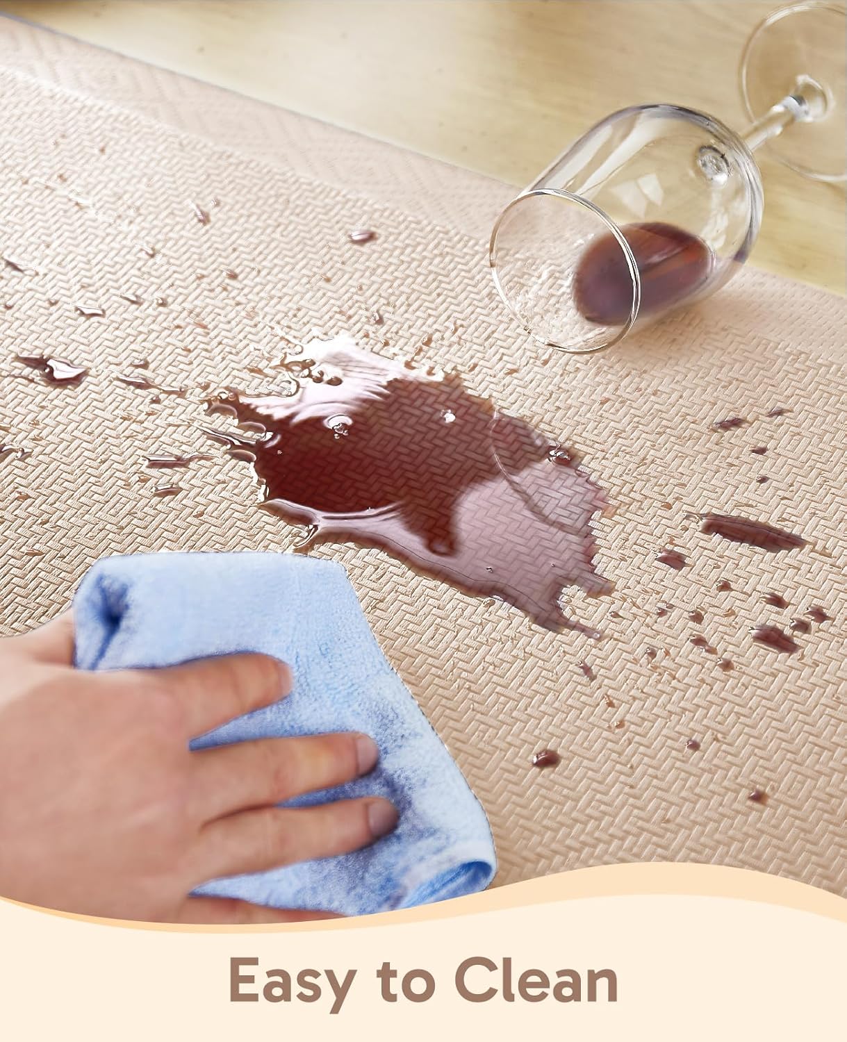 Ophanie Kitchen Mats for Floor, 3/4 Inch Thick Kitchen Rugs, 20'' x 48'' Anti Fatigue Standing Cushioned Mat, Waterproof,Comfort Ergonomic Mat for Office, Home, Sink, Beige Non-Slip Bottom